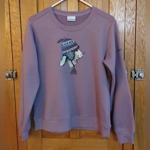 Columbia pastel plum purple rabbit in a hat crew neck pullover sweatshirt